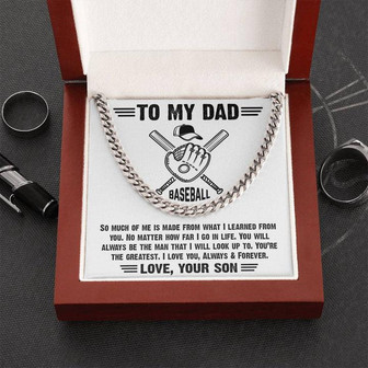 To My Baseball Dad-Cuban Link Chain Necklace-Gift From Son - Thegiftio UK