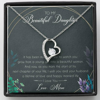 To My Beautiful Daughter Forever Love Necklace Birthday Message Card Gift From Mom - Thegiftio UK
