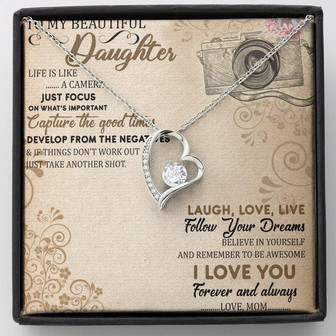 To My Beautiful Daughter Forever Love Necklace Message Card - Thegiftio UK