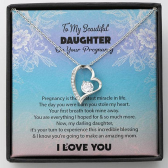 To My Beautiful Daughter Pregnancy White Gold Forever Love Necklace - Thegiftio