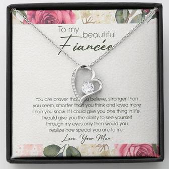 To My Beautiful Fiancee Forever Love Necklace Mother's Day Message Card - Thegiftio