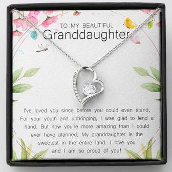 To My Beautiful Granddaughter Forever Love Necklace Message Card - Thegiftio