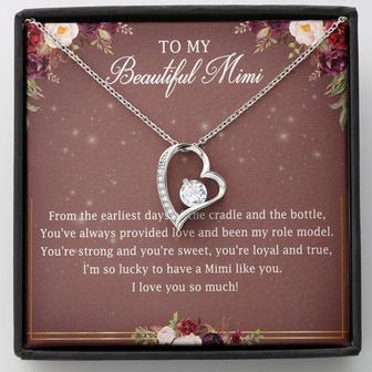 To My Beautiful Mimi Forever Love Necklace Message Card - Thegiftio UK