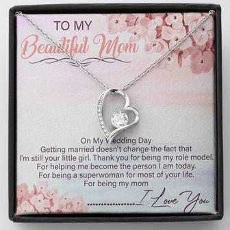 To My Beautiful Mom Forever Love Necklace Message Card - Thegiftio