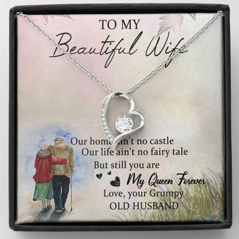 To My Beautiful Wife Forever Love Necklace Message Card - Thegiftio UK