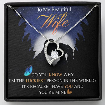 To My Beautiful Wife Forever Love Necklace Message Card - Thegiftio UK