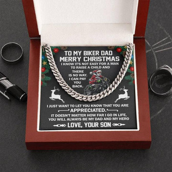To My Biker Dad-Cuban Link Chain Necklace-Gift From Son - Thegiftio UK