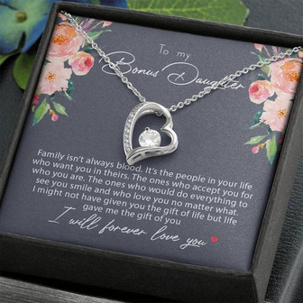 To My Bonus Daughter Family Isn't Always Blood Forever Love Necklace - Thegiftio UK