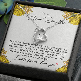To My Bonus Daughter Family Isn't Always Blood Forever Love Necklace - Thegiftio UK