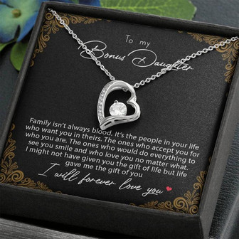 To My Bonus Daughter Family Isn't Always Blood Forever Love Necklace - Thegiftio UK