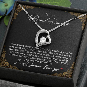 To My Bonus Daughter Family Isn't Always Blood Forever Love Necklace - Thegiftio UK