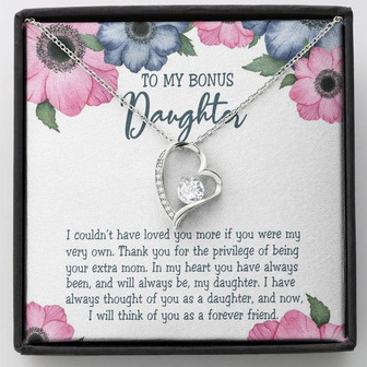 To My Bonus Daughter Forever Love Necklace Birthday Message Card Gift - Thegiftio UK