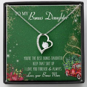 To My Bonus Daughter Forever Love Necklace Christmas Message Card Gift - Thegiftio UK