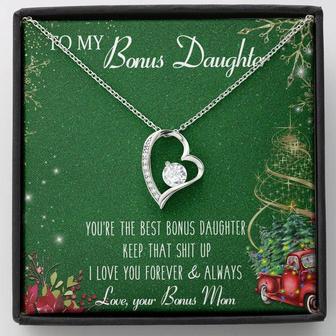 To My Bonus Daughter Forever Love Necklace Message Card