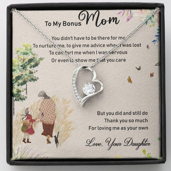 To My Bonus Mom Forever Love Necklace Message Card - Thegiftio UK