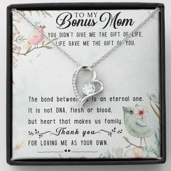 To My Bonus Mom Forever Love Necklace Message Card - Thegiftio UK