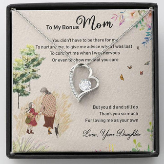 To My Bonus Mom Forever Love Necklace Message Card Gift From Daughter - Thegiftio UK