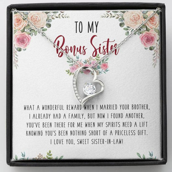 To My Bonus Sister Forever Love Necklace Birthday Message Card Gift - Thegiftio UK