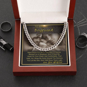 To My Boyfriend Anniversary Birthday Gift For Him Cuban Link Chain Necklace With Message Card - Thegiftio UK