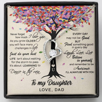 To My Daughter - Dance In The Rain - Gift For Daughter From Dad - Forever Love Necklace - Thegiftio