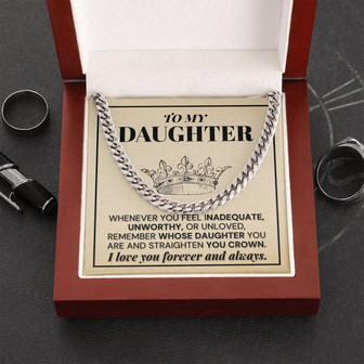 To My Daughter - Remember Whose Daughter You Are - Cuban Link Chain Necklace - Thegiftio UK