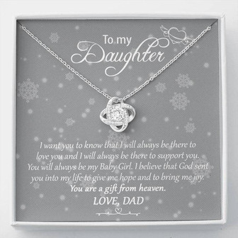 To My Daughter - You Are A Gift From Heaven Love Knot Necklace - Thegiftio UK