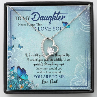 To My Daughter Butterfly Forever Love Necklace Birthday Message Card From Dad - Thegiftio