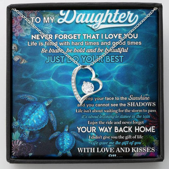 To My Daughter From Mom Forever Love Necklace Message Card - Thegiftio UK