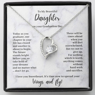 To My Daughter Graduation Day Spread Wings Forever Love Necklace - Thegiftio UK