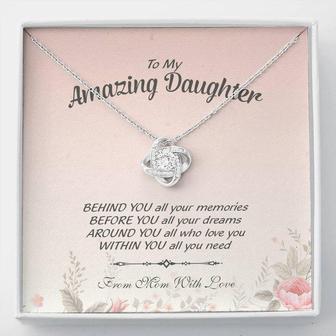 To My Daughter I Love You Now And Forever Love Knot Necklace - Seseable