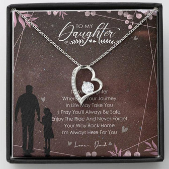 To My Daughter I Will Be Here For You Forever Love Necklace Message Card From Dad - Thegiftio UK