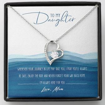 To My Daughter I'm Always Here For You Forever Love Necklace Birthday Message Card Gift From Mom - Thegiftio