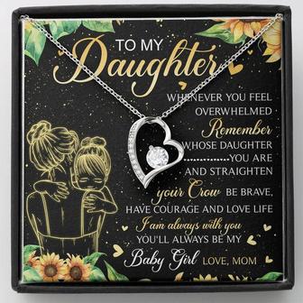 To My Daughter My Baby Girl Forever Love Necklace Birthday Message Card From Mom - Thegiftio