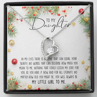 To My Daughter My Little Girl Forever Love Necklace Christmas Message Card - Thegiftio UK