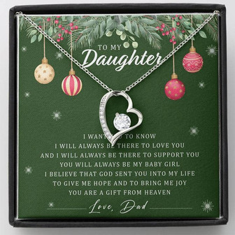 To My Daughter You're A Gift From Heaven Forever Love Necklace Christmas Message Card - Thegiftio UK