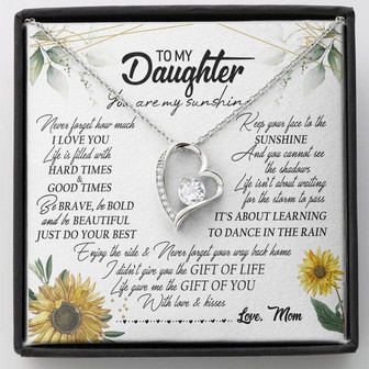 To My Daughter You're My Sunshine Forever Love Necklace Mother's Day Message Card - Thegiftio UK