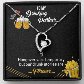 To My Drinking Partner Forever Love Necklace Message Card - Thegiftio UK