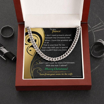 To My Fiancé Christmas Cuban Link Chain Necklace - Thegiftio UK