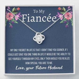 To My Fiancée Love Knot Necklace, Sentimental Fiancee Necklace, Future Wife Love Knot Necklace With Message Card, Gift Ideas For Fiancee - Seseable