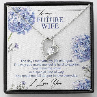 To My Future Wife Hydrangeas Flower Forever Love Necklace Wedding Message Card - Thegiftio UK