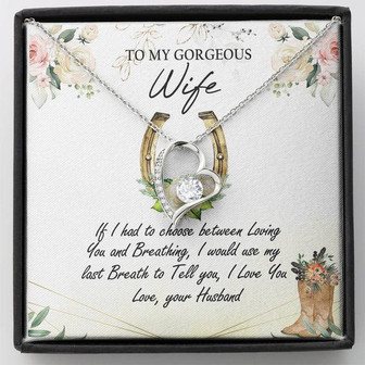 To My Gorgeous Wife Flower Forever Love Necklace Mother's Day Message Card Gift From Husband - Thegiftio UK