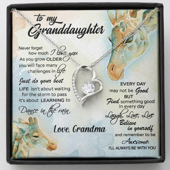 To My Granddaughter - Dance In The Rain - Gift For Granddaughter From Grandma Giraffe - Forever Love Necklace - Thegiftio UK