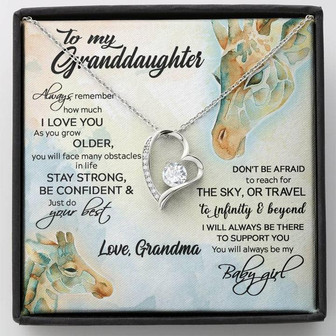 To My Granddaughter - Stay Strong Be Confident Gift For Granddaughter From Grandma Giraffe - Forever Love Necklace - Thegiftio UK