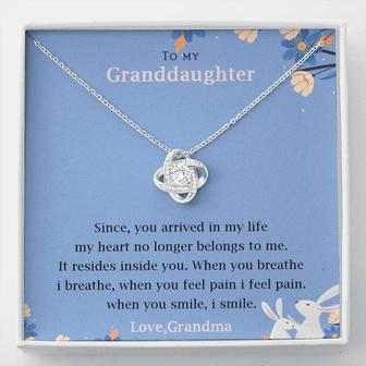 To My Granddaughter - When You Smile, I Smile- Love Knot Necklace From Grandma! - Seseable