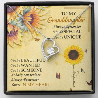 To My Granddaughter Sunflower Forever Love Necklace Birthday Message Card Gift - Thegiftio UK