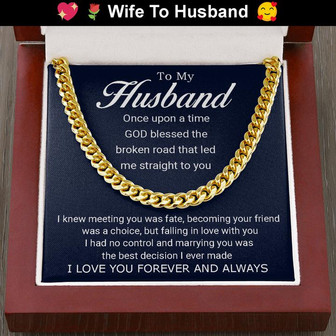 To My Husband - Love You Forever - Cuban Link Chain Necklace + Mahogany Luxury Gift Box - Thegiftio UK