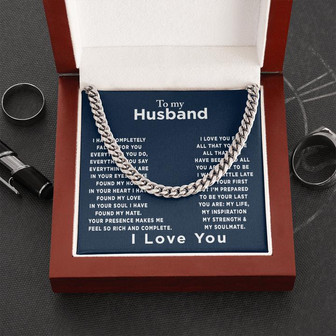 To My Husband You Are My Inspiration Cuban Link Chain Necklace | Gift For Husband From Wife | Anniversary, Valentines Day, Birthday Present - Thegiftio