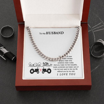 To My Husband You Make Me Feel Loved Cuban Link Chain Necklace - Thegiftio