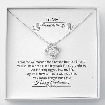 To My Incredible Wife, Love Knot Necklace, Gift For Wife, Anniversary Gift Necklace, 7Th Year Anniversary Gift, 9Th Anniversary Gift, 10 Year Anniversary, 13Th Year Anniversary, Christian Wife Anniversary, 7Th Anniversary Gift - Seseable