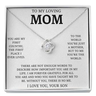 To My Loving Mom Necklace You Are The World Love Knot Necklace Mothers Day - Seseable